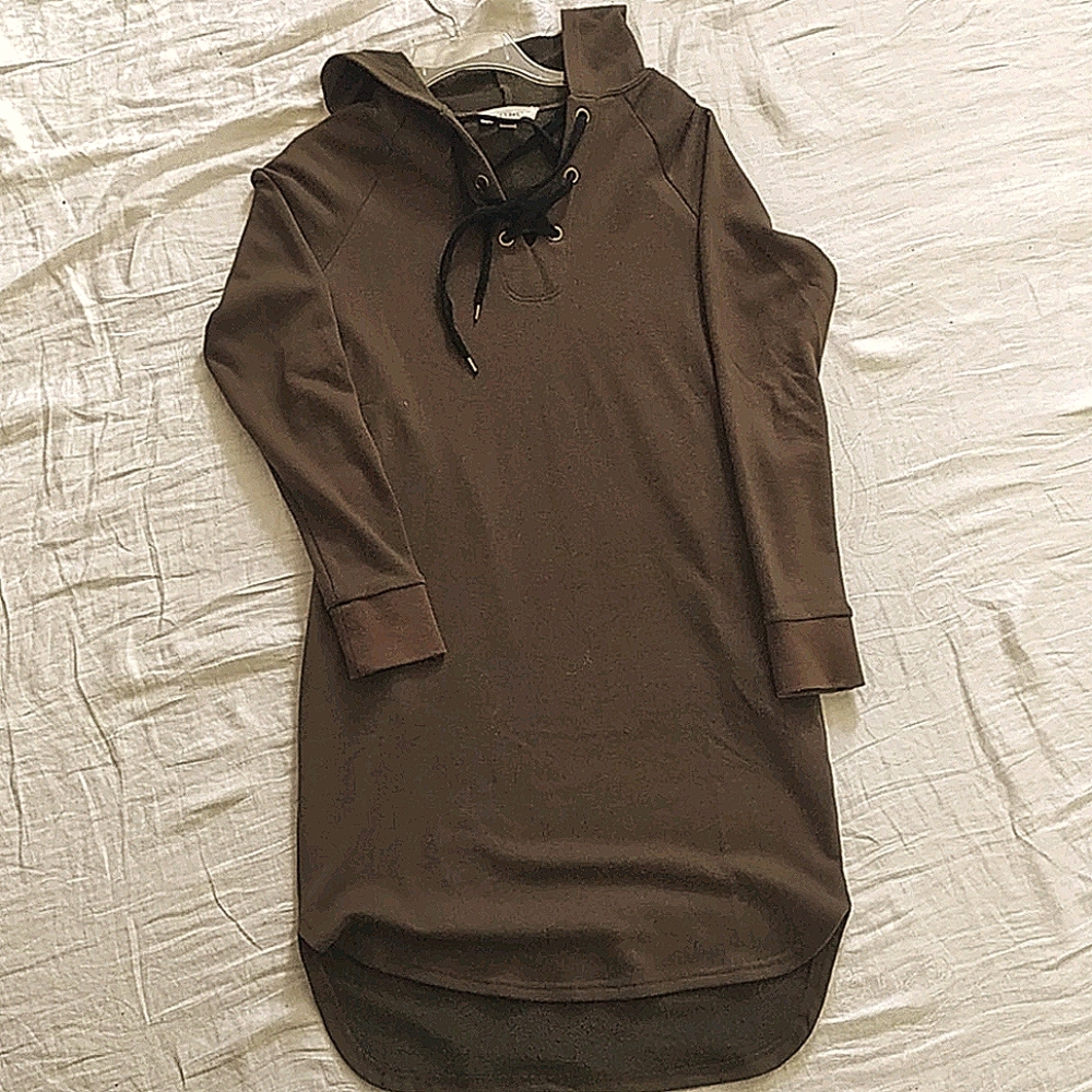 Love Stitch Hoodie Dress- Army Green, Size Small